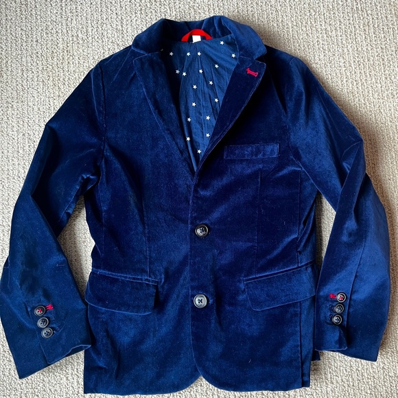 Boden Kid’s Navy Blue Velvet Blazer